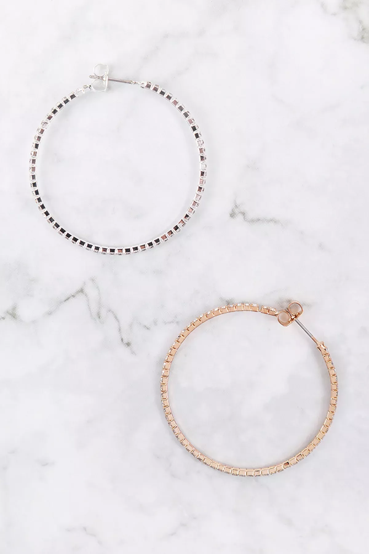 1.5MM RHINESTONE HOOP POST EARRINGS