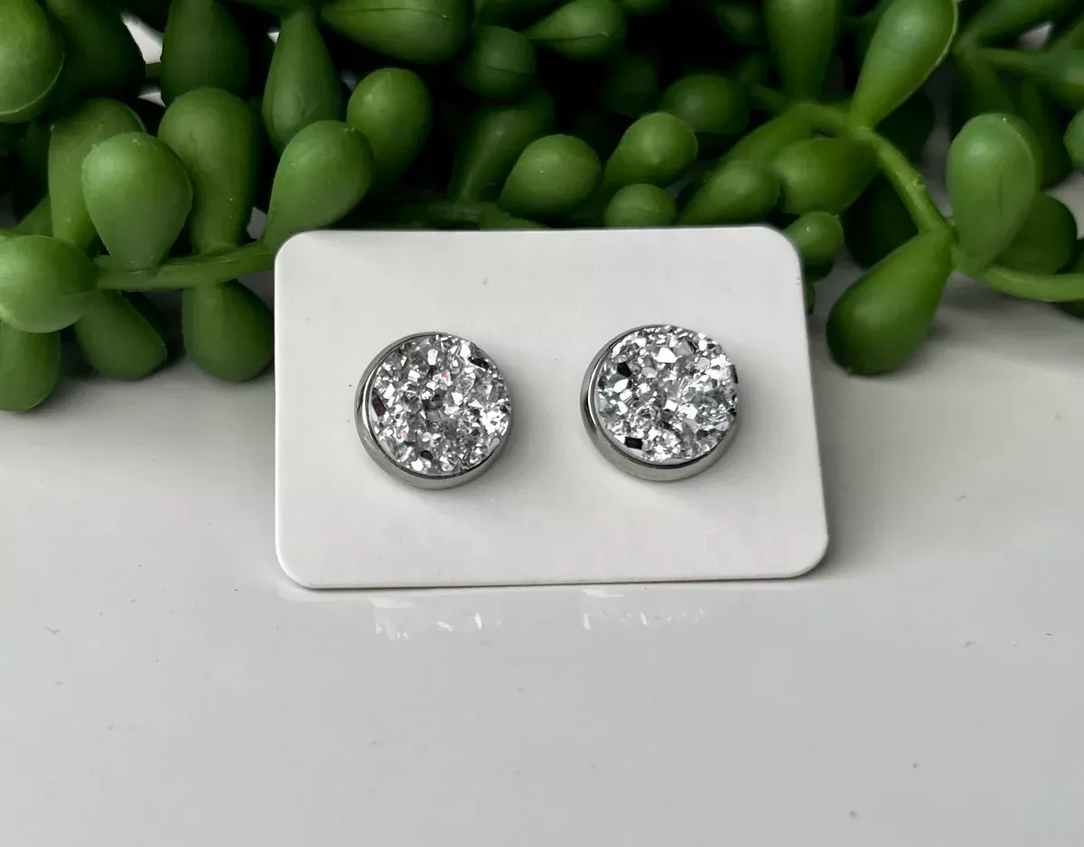 10mm Chunky Silver Druzy