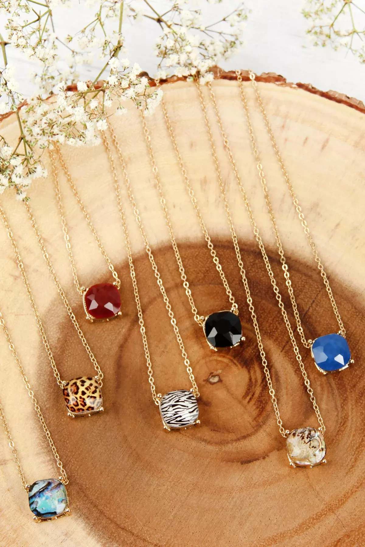 12MM CUSHION CUT CHARM NECKLACE