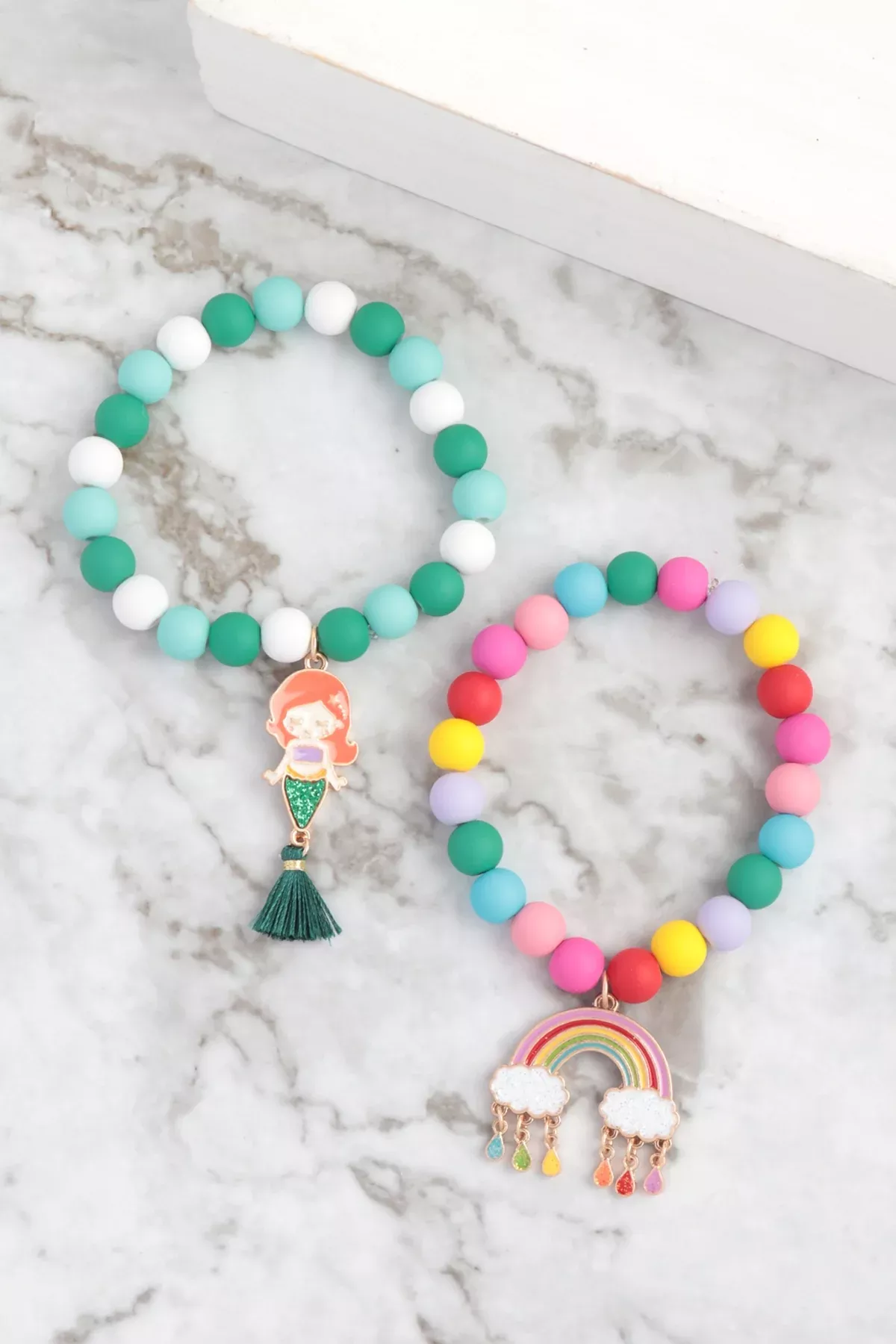 6.25" KIDS MERMAID BEAD KIDS W/ TASSEL BRACLET
