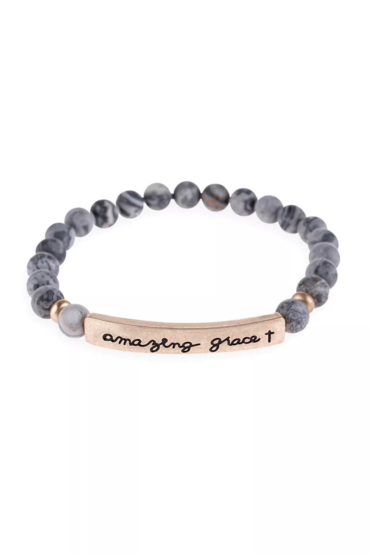 "AMAZING GRACE" NATURAL STONE BEADS STRECH BRACELET/6PCS