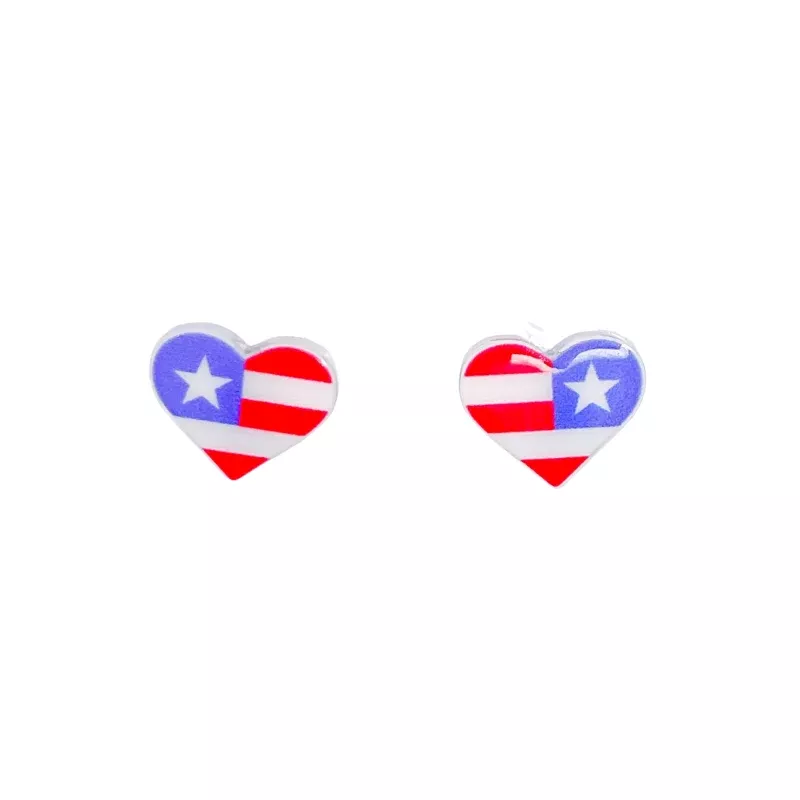 american flag heart stud earrings
