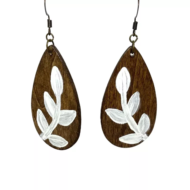 boho wood teardrop earrings