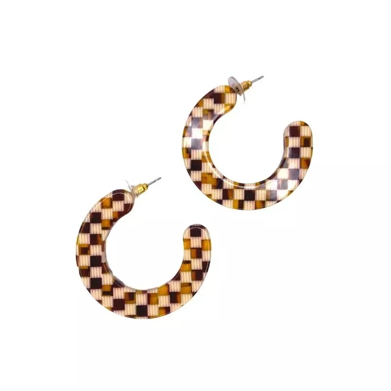 chunky checker hoop earrings