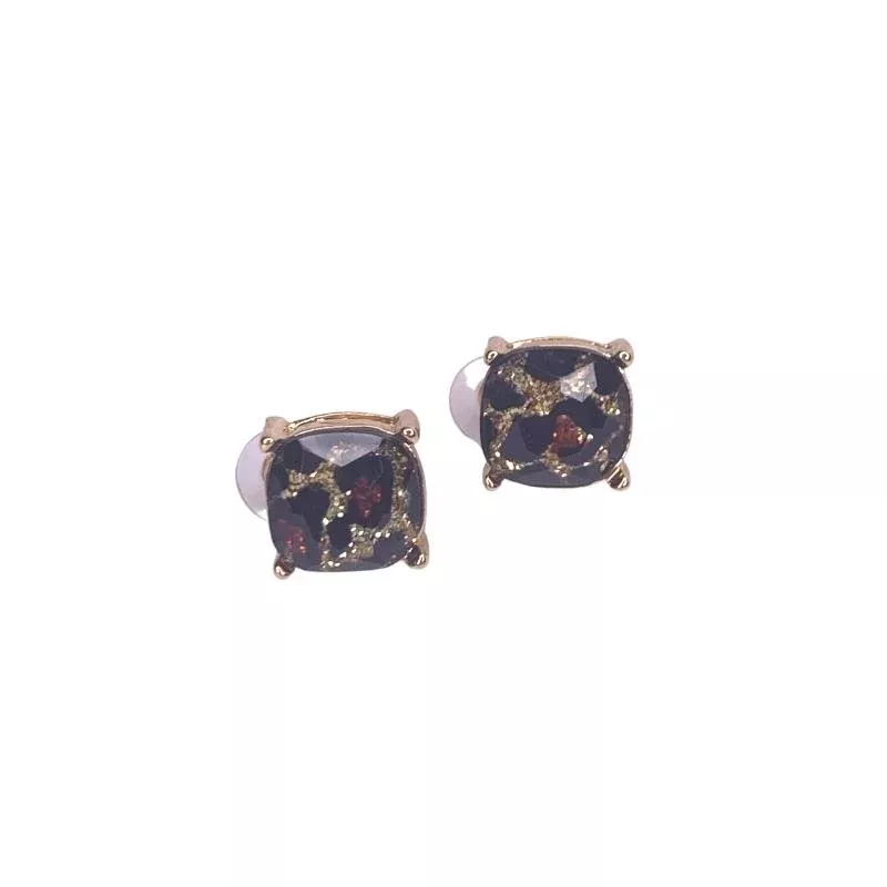 glitter leopard stud earrings