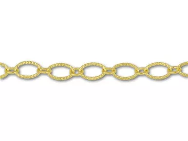 Gold-Plated Textured Oval Link Chain by the Foot