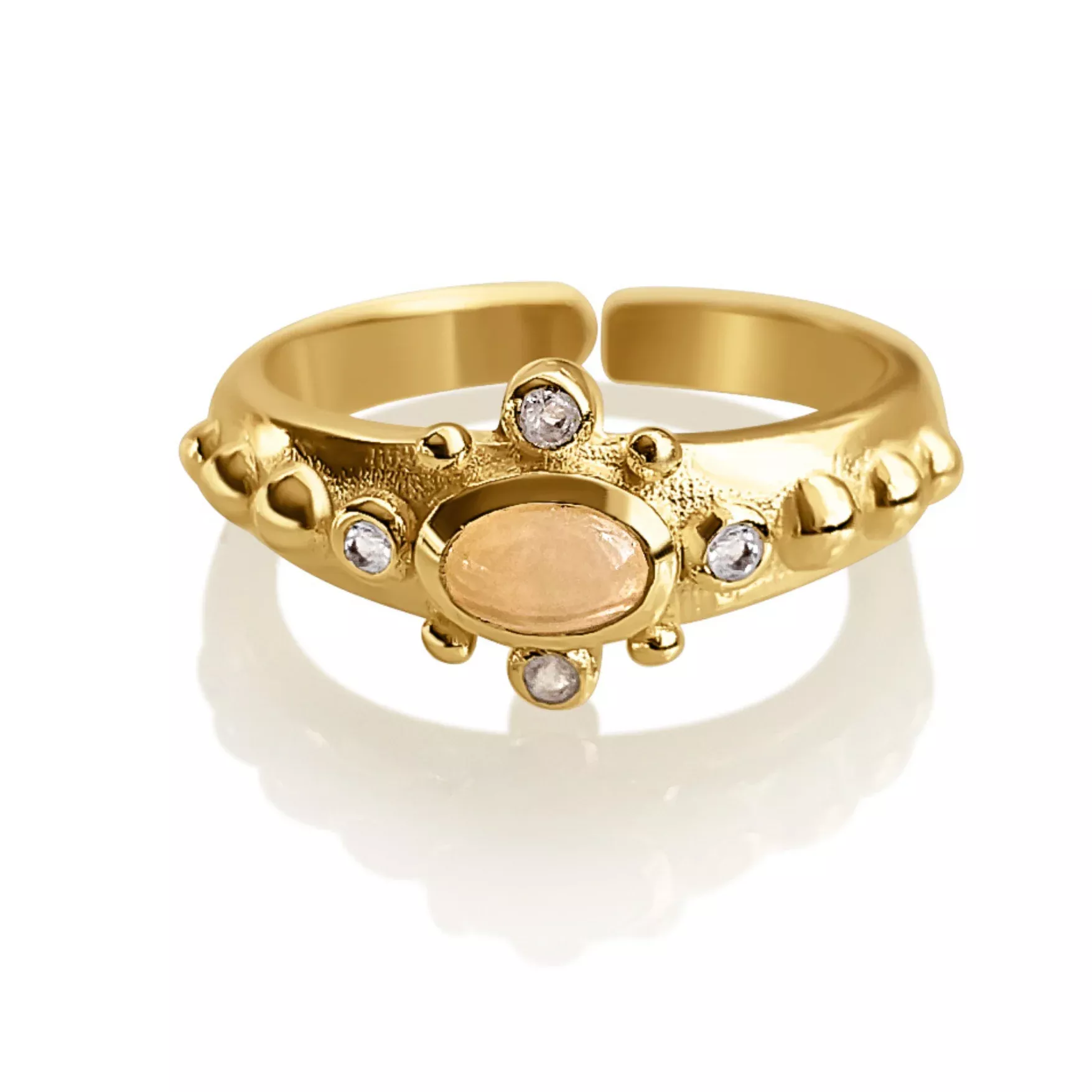 "I Am Radiant" Gold Opal and Labradorite Ring