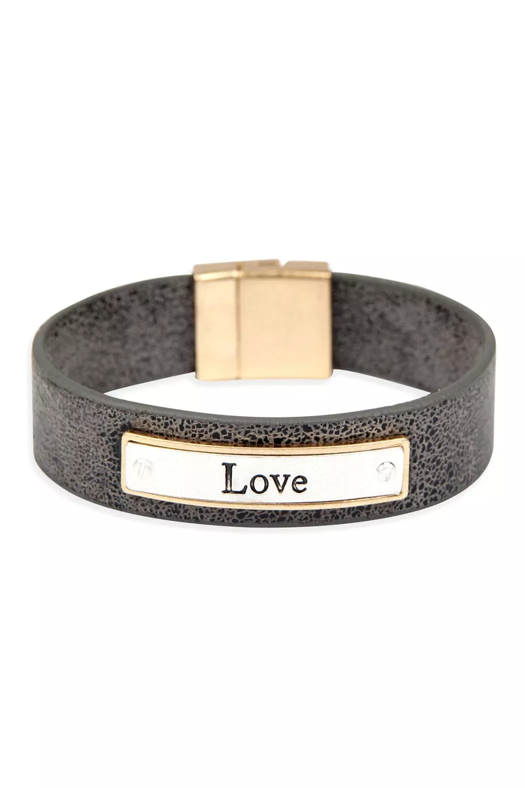 "LOVE" FAUX LEATHER MESSAGE BRACELET