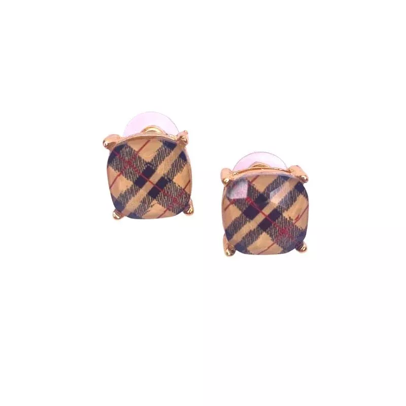 plaid stud earrings