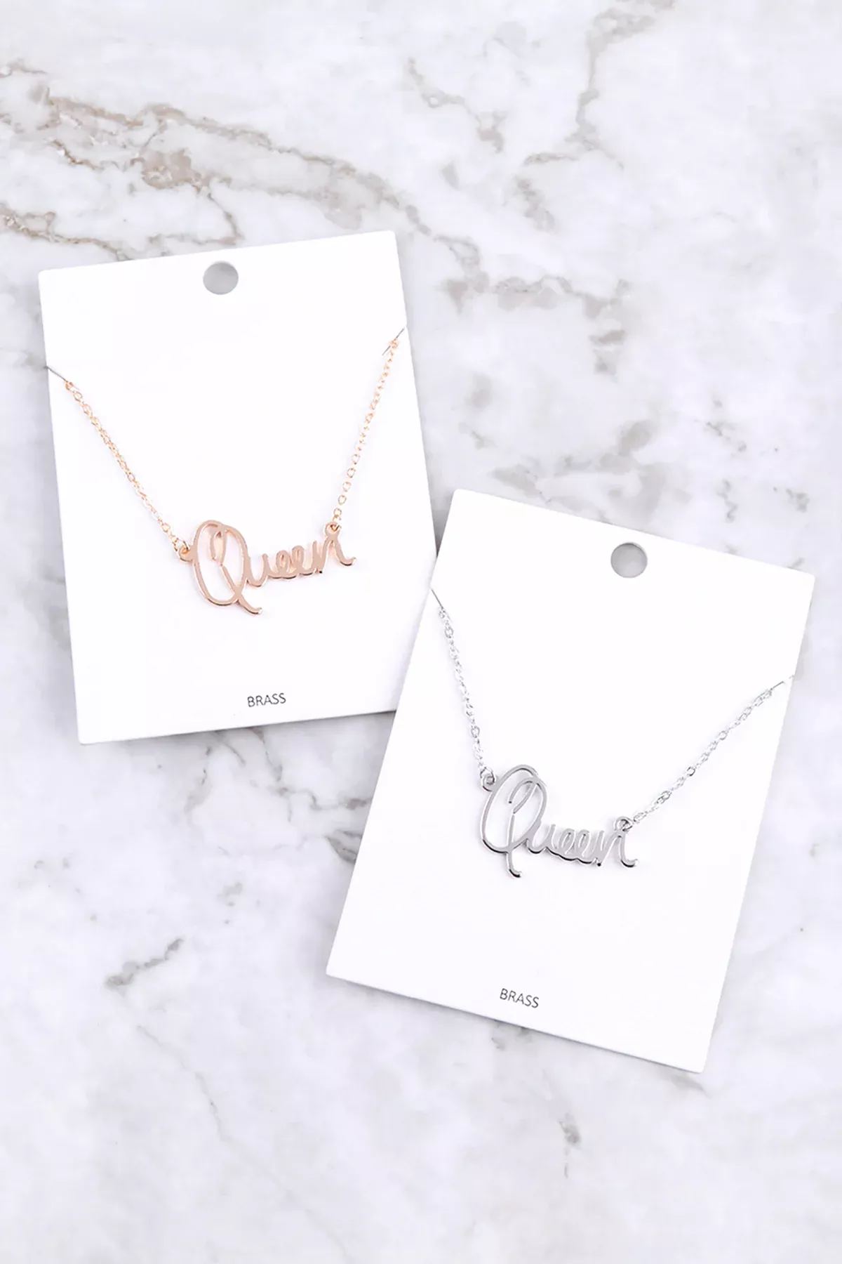"QUEEN" PERSONALIZED CHARM PENDANT LONG NECKLACE