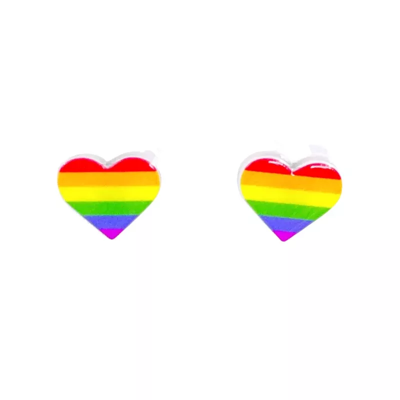 rainbow heart stud earrings