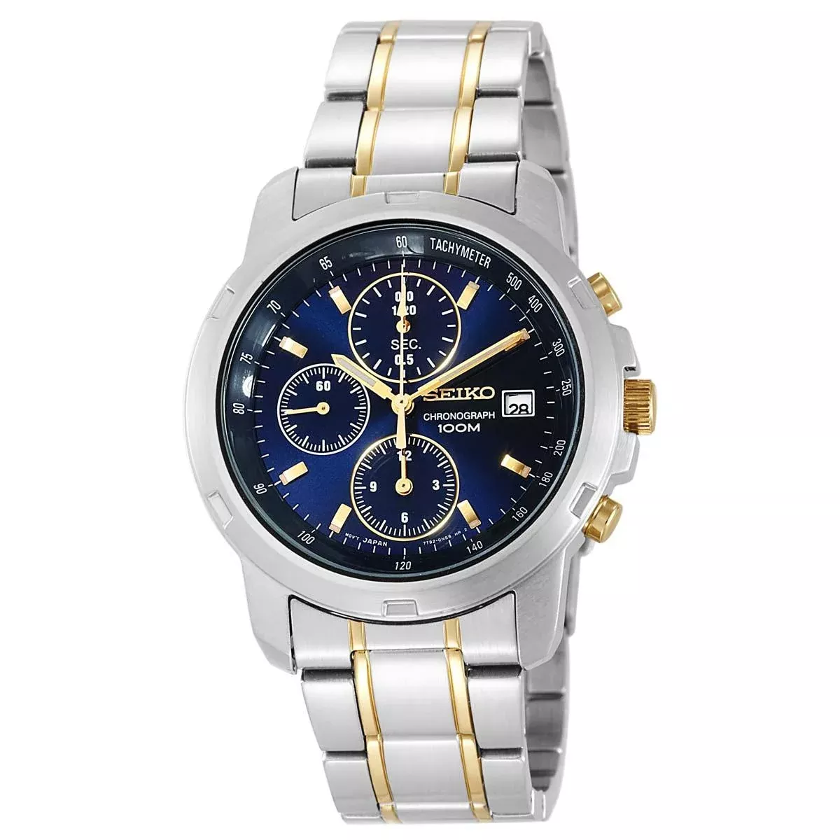 Seiko SNDB05 Men's Blue Dial Two Tone Bracelet Chronograph Watch