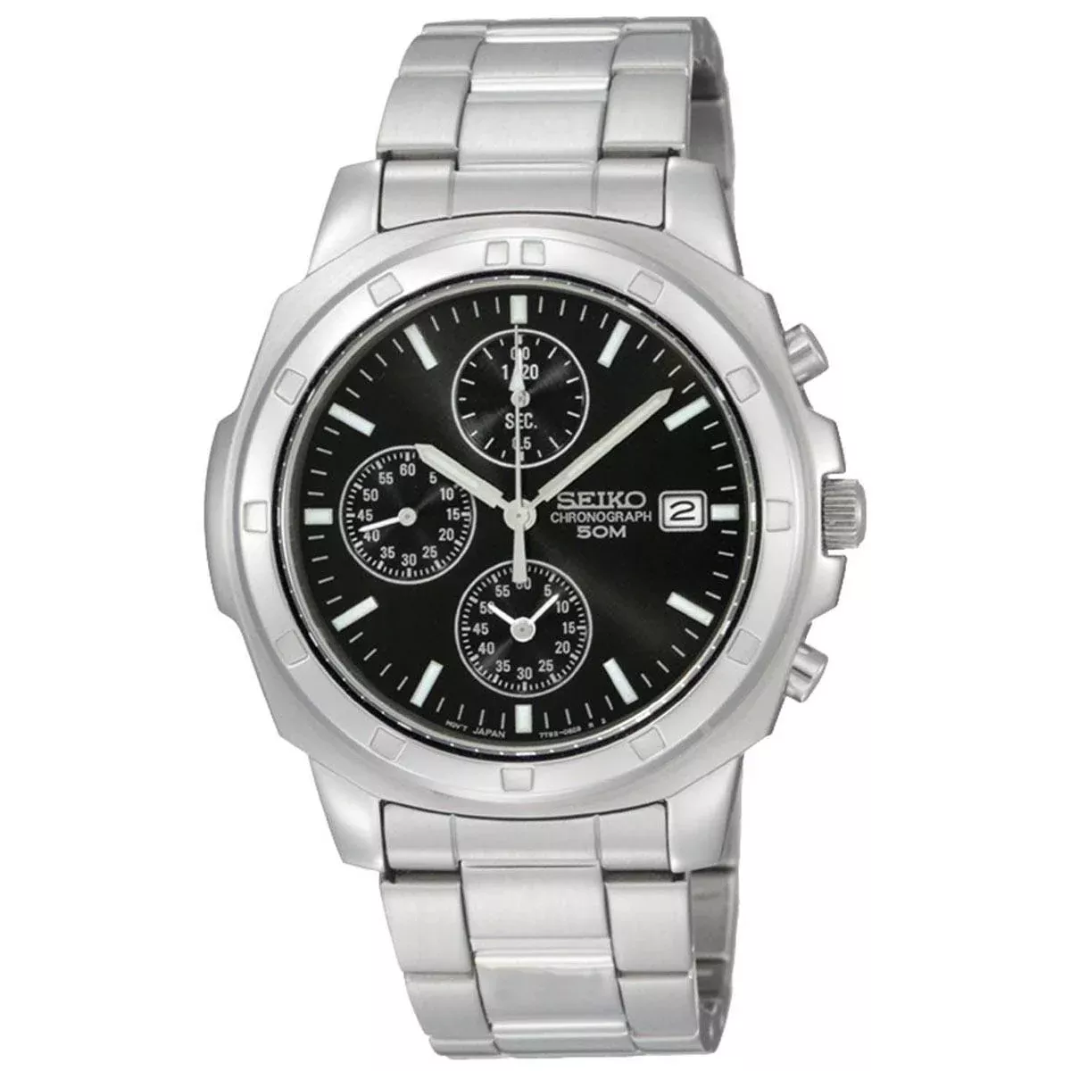 Seiko SNDB35 Men's Black Dial Stainless Steel Bracelet Chronograph Watch