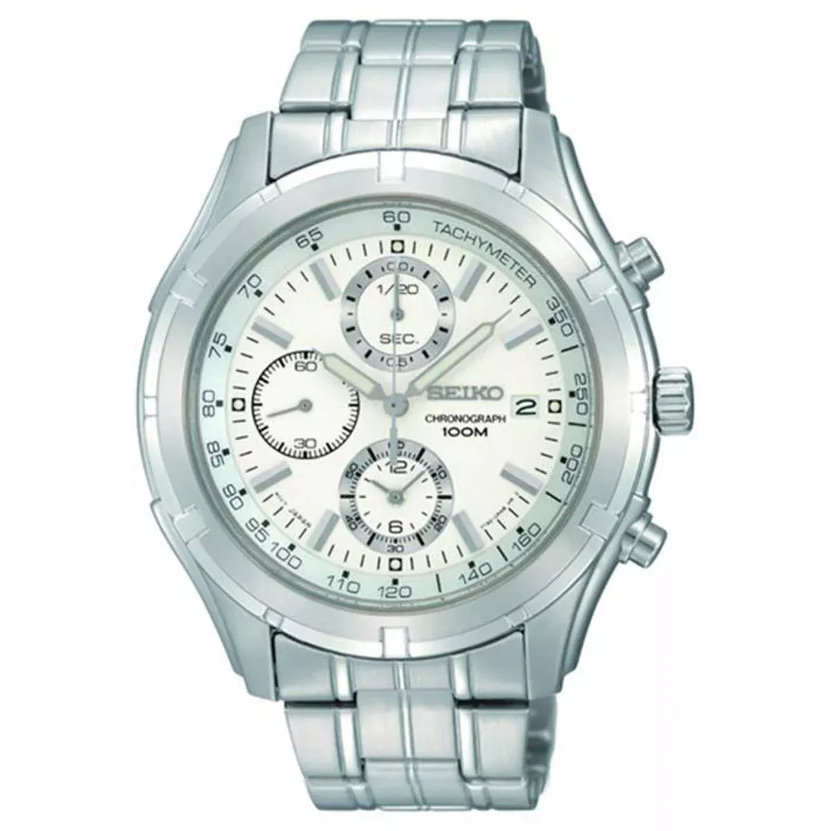 Seiko SNDC35P1 Men's Chronograph Stainless Steel Bracelet Silver Dial Watch