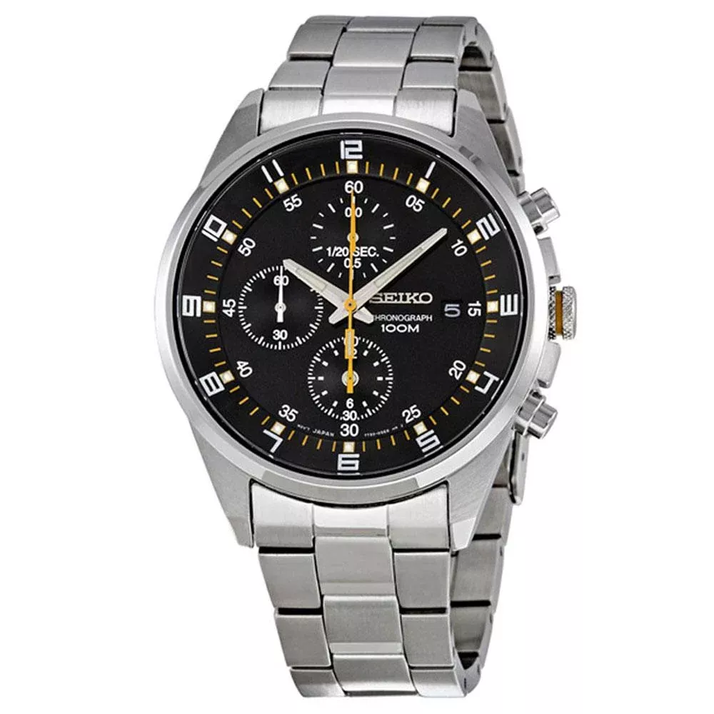 Seiko SNDC89 Men's Black Dial Stainless Steel Bracelet Chronograph Watch